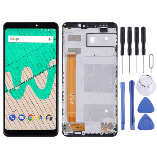 LCD Display Screen with Touch Glass Digitizer Folder with Frame for Wiko View Max (Black)