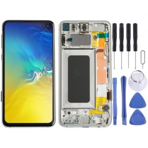LCD Display Screen with Touch Glass Digitizer Folder with Frame for Samsung Galaxy S10e (Silver)