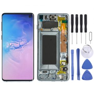 LCD Display Screen with Touch Glass Digitizer Folder with Frame for Samsung Galaxy S10 (Blue)