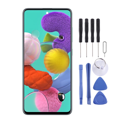 For Samsung Galaxy A51 Black Replacement Display Screen Folder Combo with Glass Digitizer with Frame